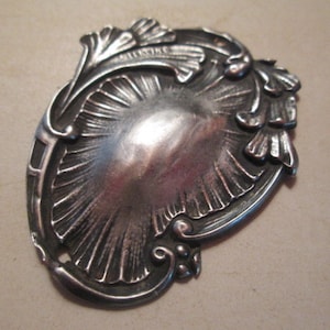 Antique Sterling Silver Rococo Cartouche Applique Embellishment Decoration for Box Book Photo Album or Other 8891
