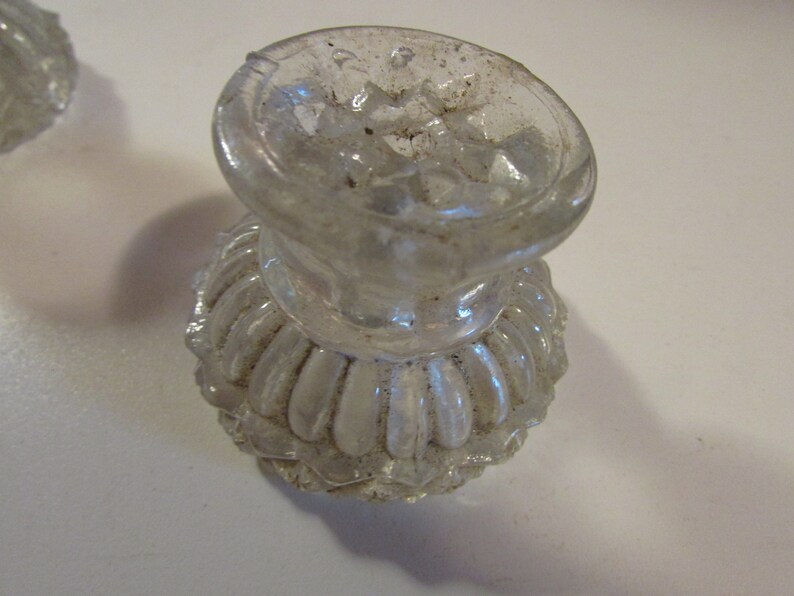 TWO Antique Star Burst Clear Glass Drawer Pull Knob Sandwich Etsy