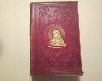 Life Of Christ Red Leather 1861 Antique Book Lives of the Apostles History of the Jews Embossed Gilt Cover Illustrated 9295