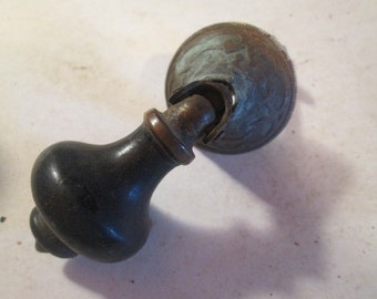 Antique Teardrop Wood and Brass Knob Antique Furniture Pull Cabinet Victorian Hardware Drawer Handle Brasses 8817
