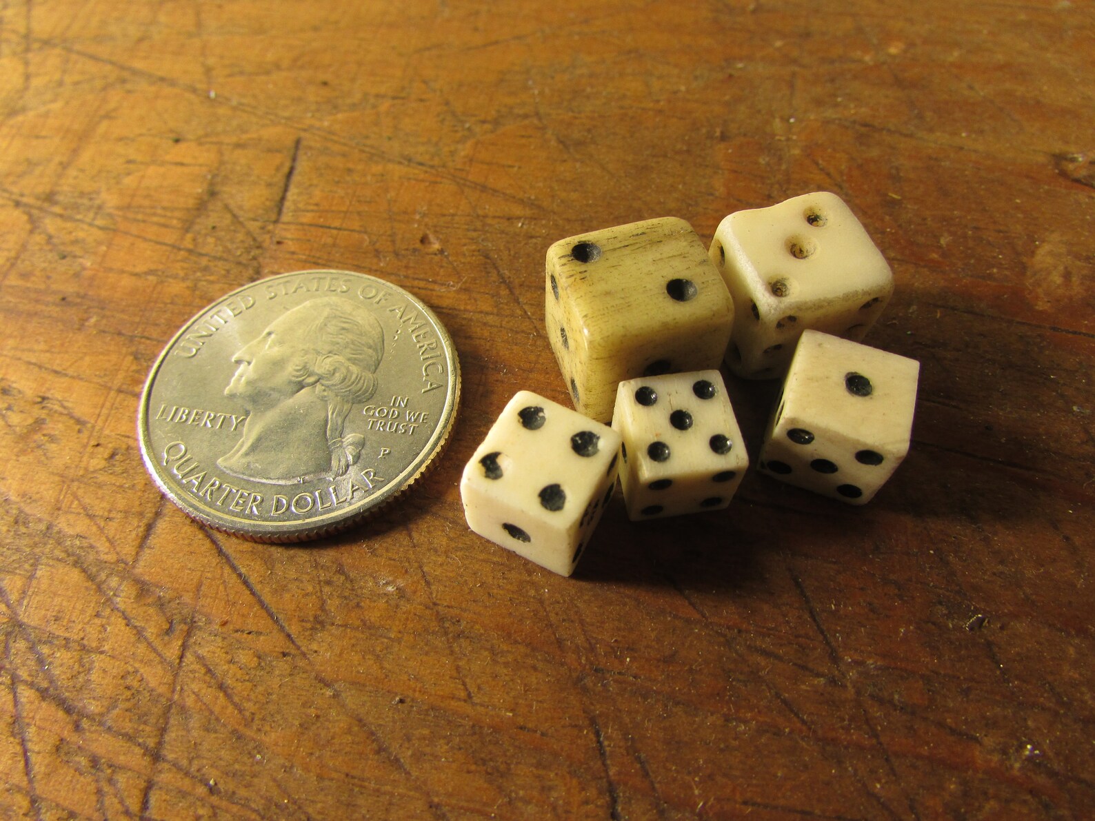 FIVE Antique GR Bone Dice Die Lot of FIVE incl One Etsy