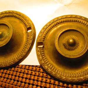 PAIR Antique Brass Pull Back Plate for Sheraton Federal Regency Furniture 1800s Vintage Period Hardware Applique 6856