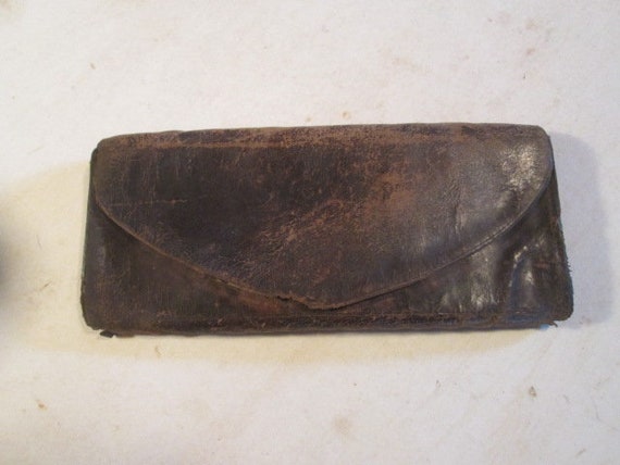 Antique Vintage Leather Wallet Billfold Bill Fold… - image 1
