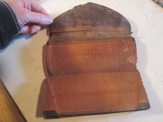 Antique Vintage Leather Wallet Billfold Bill Fold… - image 4
