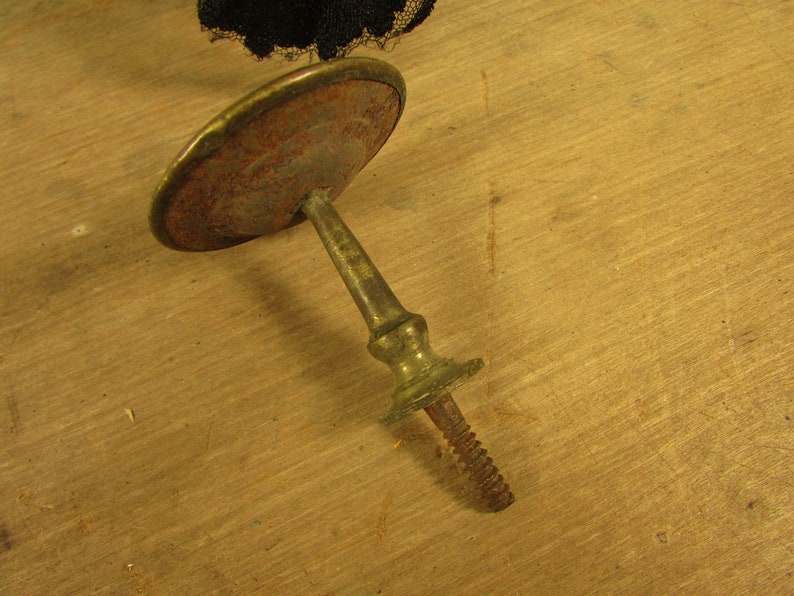 Antique Brass and Sheet Iron Federal Classical Empire Small Single Tie Back Picture Mirror Hanger 5744