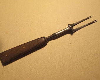 Antique Fork Two Tine Wood Handle Possibly 18th Century Revolutionary War Era 9481