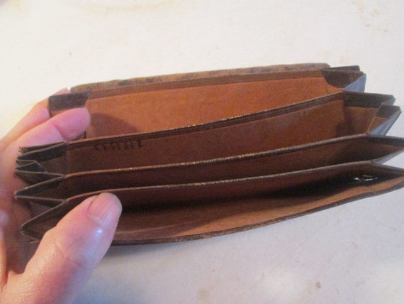 Antique Vintage Leather Wallet Billfold Bill Fold… - image 5