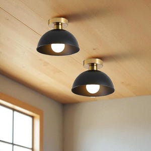 Home Industrial Semi Flush Mount Ceiling Light, Gold Finish Modern Lighting Fixture, Stylish Minimalist Design, Elegant Interior Decor