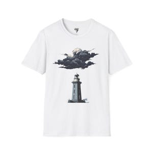 Moonlit Lighthouse T-Shirt: Softstyle Cotton Tee for Nature Lovers