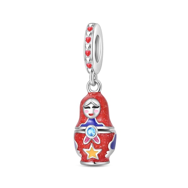 925 Sterling Silver Matryoshka Surprise Box Pendant, Russian Doll Charm for Pandora Bracelet, Necklace