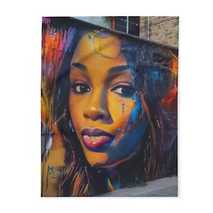 Levendige arctische fleecedeken met artistiek portret | Gezellig huisdecor, cadeau voor kunstliefhebbers, uniek plaid voor woonkamer, warm [...]