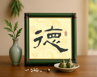 Calligrafia cinese del drago d'oro stampabile / Decorazione murale con scrittura Lishu