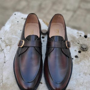 Brown Leather Monk Strap Shoes - Stylish Men’s Dress Shoes - Comfortable & Classic