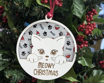 Peeking Cat  Layered Ornament for laser SVG | SVG file | Digital File SVG  | Christmas Laser File