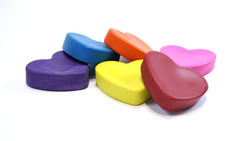 Heart Shaped Chubbie Crayon set of 6 crayons by Scribblers image 1