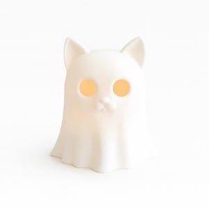 3D Printed Ghost Cat Figurine: Spooky Halloween Night Light