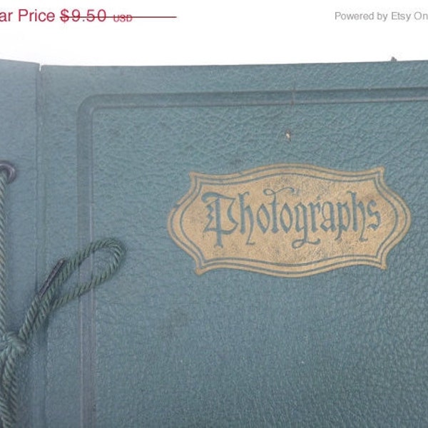 SALE Vintage Green Photograph Album Scrapbook