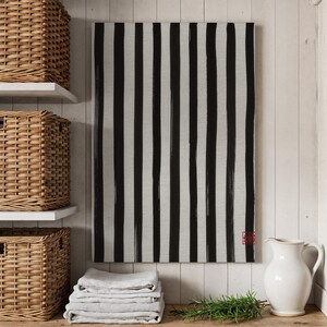 Black and White Stripes Canvas Art, Minimalist Abstract Art, Modern Stripe Wall Canvas Decor, Geometric Design, Bold Contemporary Art