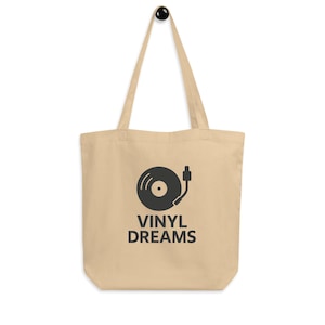 Vinyl Dreams Tote Bag – Retro Vinyl Record Design – Music Lover Gift – Vintage Aesthetic Eco Friendly Bag for DJs & Collectors