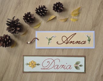 Personalized Embroidered Bookmark – Custom Name Hand-Stitched Gift for Book Lovers
