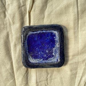 Handmade Blue Crackle Ceramic Tile: Star Zellige Style, 4x4
