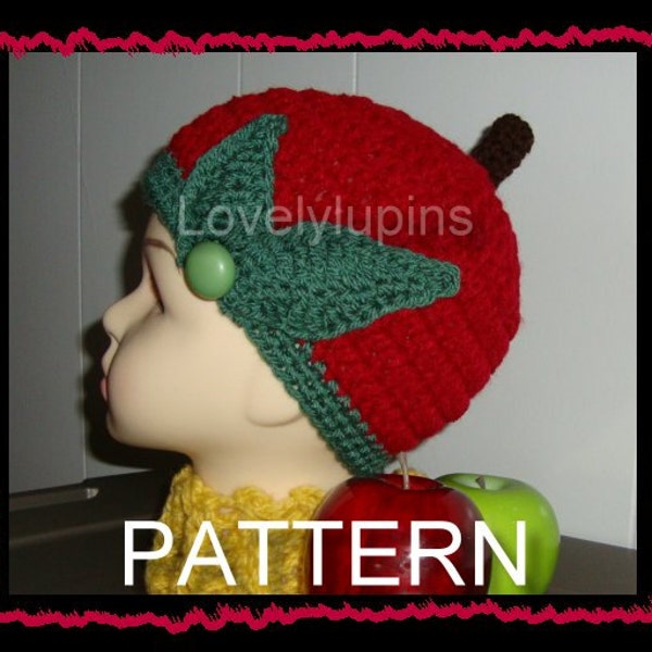 crochet, hat, pattern, apple hat, pattern, crochet girl's pattern, chapeau crochet, posh baby pattern