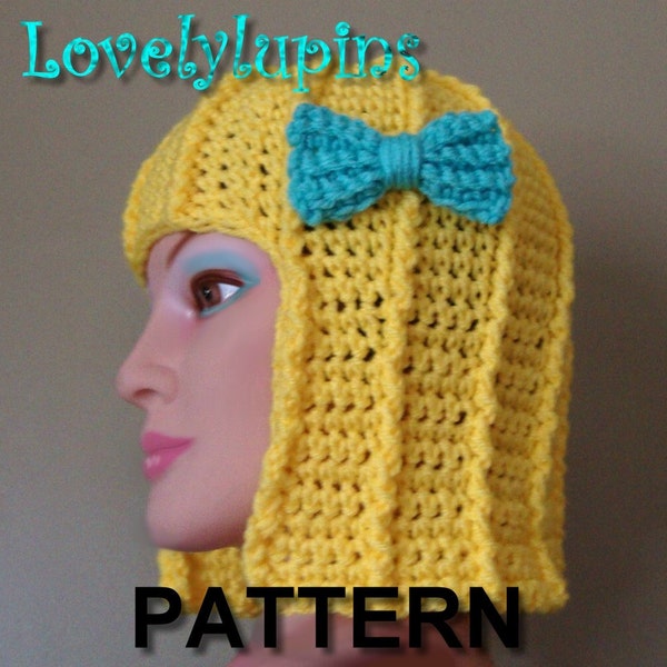 crochet, hair hat, pattern, wig,  wig Hat, women, blondes, fun, crochet pattern, costume, easy to make pattern, digital download
