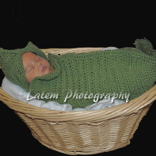 crochet pattern, baby cocoon, pea pod cocoon,  newborn, photo prop, sweet pea cocoon, crochet hat, chapeau bebe crochet