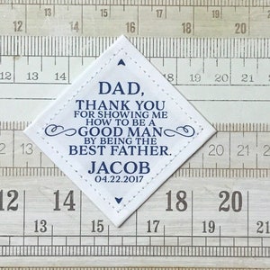 Father of the Groom Tie Patch, Wedding Gift to Dad, Personalized, To Dad From Son, Suit Label, Father's Day Gift, Good Man Best Father