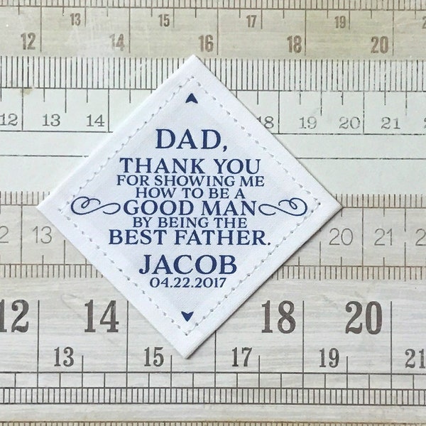 Father of the Groom Tie Patch, Wedding Gift to Dad, Personalized, To Dad From Son, Suit Label, Father's Day Gift, Good Man Best Father