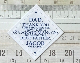 Father of the Groom Tie Patch, Wedding Gift to Dad, Personalized, To Dad From Son, Suit Label, Father's Day Gift, Good Man Best Father