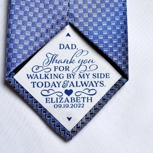 Father of the Bride Gift, Iron On Tie Patch, Father's Day, Dad Label, Thank you for Walking by my side, Personalized suit label, vest patch