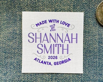 Made with love labels, Set of blanket tags, made with love patches, custom name iron on sew on tags