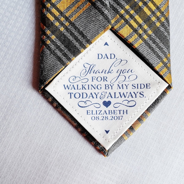 Father of the Bride Gift, Custom Tie Patch for Dad Wedding Day Memento from daughter, Sew on Iron On