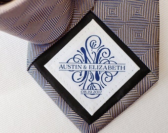 Personalized Cotton Tie Patch, 2nd Anniversary Gift, Monogram Label