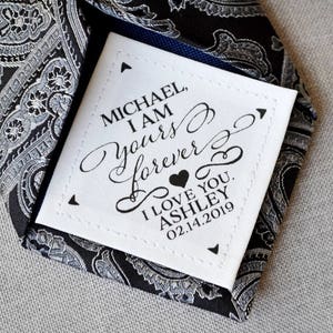Tie Patch Groom, Personalized Wedding Gift, I am Yours Forever, 2nd Anniversary Cotton, Gift For Him, Love, For Her, Custom