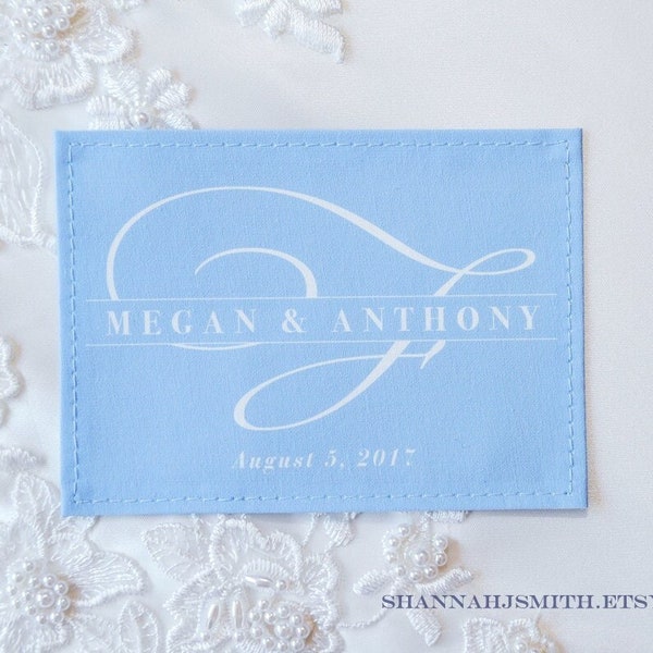 Something Blue Wedding Dress Label • Monogram • Personalized Bridal Shower Gift • Unique Gift for bride • Alternative something blue