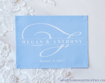 Something Blue Wedding Dress Label • Monogram • Personalized Bridal Shower Gift • Unique Gift for bride • Alternative something blue