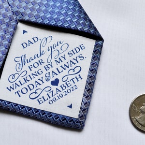 Father of the Bride Gift, Iron On Tie Patch, Father's Day, Dad Label, Thank you for Walking by my side, Personalized suit label, vest patch image 3