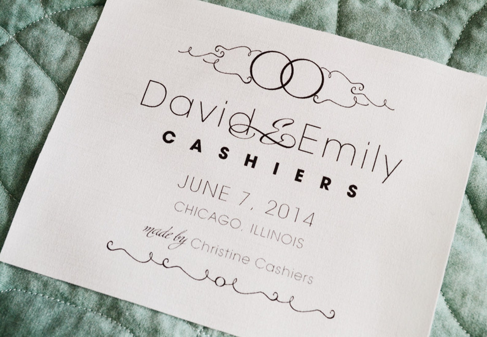 Wedding Quilt Label Personalized Fabric Patch Anniversary Etsy