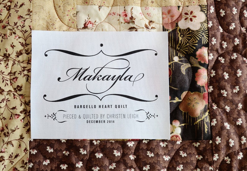 Name Personalized Quilt Label Elegant Customized Quilt Patch Etsy