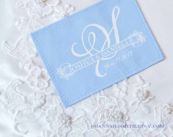Something Blue Wedding Dress Label: Personalized Monogram Patch - Etsy