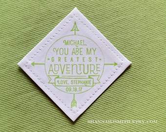 Wedding Tie Patch groom, 2nd Anniversary Cotton, Boyfriend Gift, You Are My Greatest Adventure, Suit Jacket Label, Wedding Blanket Patch