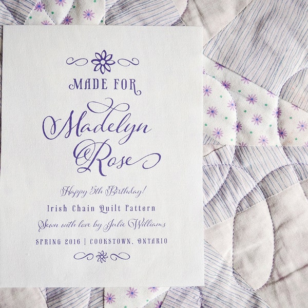 Personalized Quilt Label: Custom Blanket Patch, Made With Love