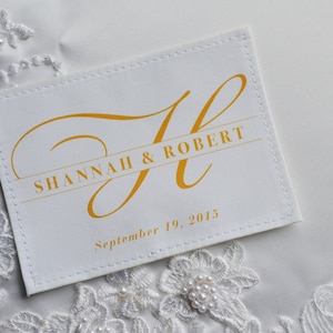 Personalized Monogram Wedding Dress Label Sew In Patch Something Blue plus Multiple Colors