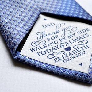 Father of the Bride Gift, Iron On Tie Patch, Father's Day, Dad Label, Thank you for Walking by my side, Personalized suit label, vest patch image 4