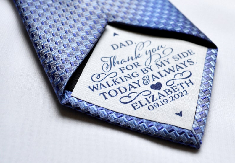 Father of the Bride Gift, Iron On Tie Patch, Father's Day, Dad Label, Thank you for Walking by my side, Personalized suit label, vest patch image 4