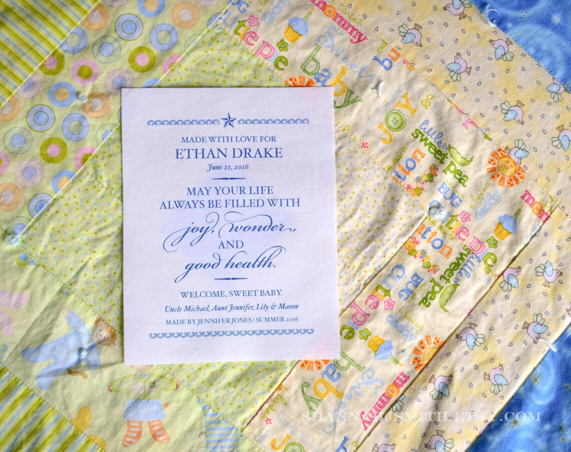 Personalized Baby Quilt Label Message to Baby Blanket Patch Etsy