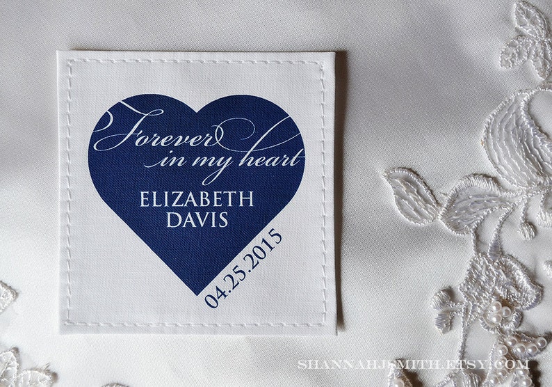 Something Blue Personalized Bridal Memorial Patch Forever In My Heart In Memory Patch Wedding Dress Label