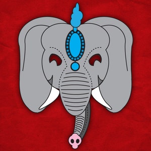 Masque d'éléphant, impression de votre propre fichier numérique, accessoire de cabine photo, décoration de fête d'anniversaire, fête de cirque, téléchargement immédiat, bricolage